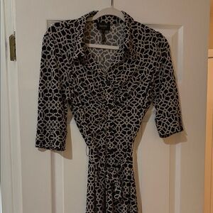 Laundry By Shelli Segal Black and White Long Sleeve Dress